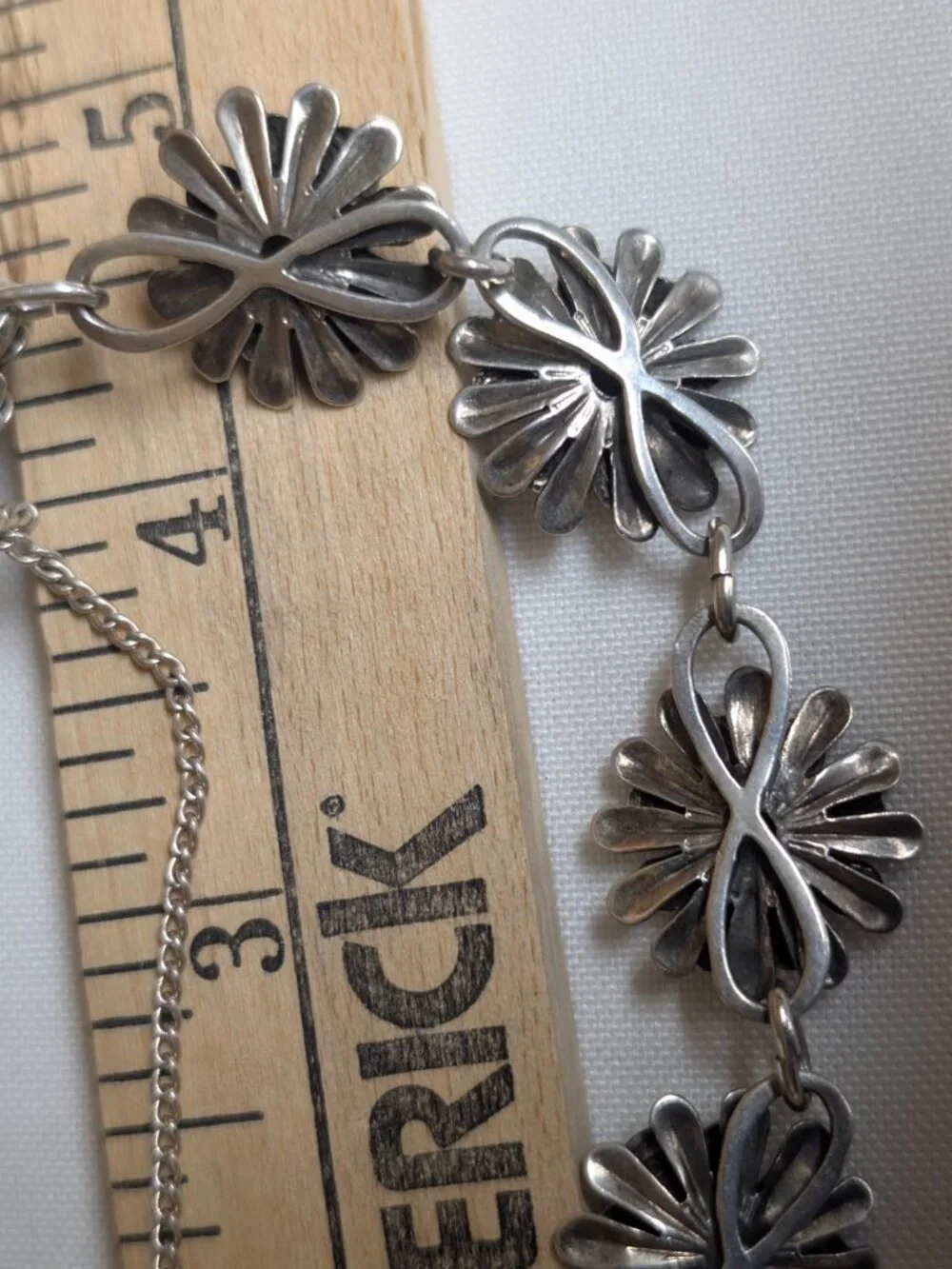 Vintage Sterling Silver Floral Dimensional Layer Repousse Textured Bracelet